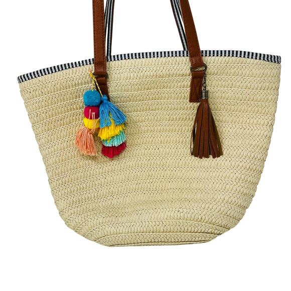 Woven Beach Tote Bag Straw Large - Picture 1 of 6